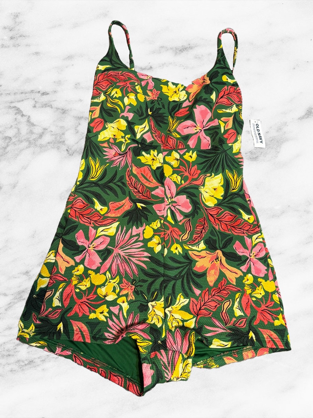 Old Navy Green Floral One-Piece Swimsuit